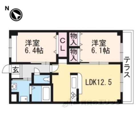 パークサイドシャトーエイト(2LDK/3階)の間取り写真