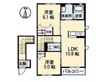 プリマメゾン(2LDK/2階)の間取り写真