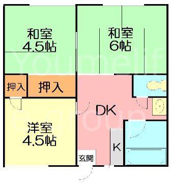 コーポ木村(3DK/1階)の間取り写真