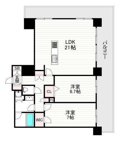 樹樹ガーデン(2LDK/20階)の間取り写真