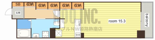 キャッスルコート西新町(ワンルーム/6階)の間取り写真