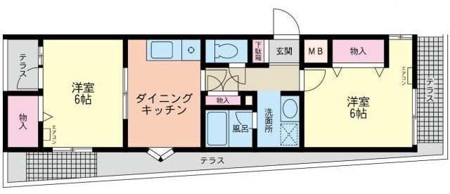 コスモAOI豊玉マンション(2DK/1階)の間取り写真