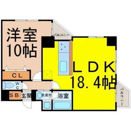 さくらHILLSリバーサイドウエスト(1LDK/4階)の間取り写真