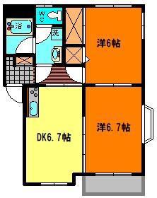 サンフィールズ(2DK/2階)の間取り写真