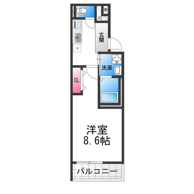 フジパレス新金岡V番館(1K/3階)の間取り写真