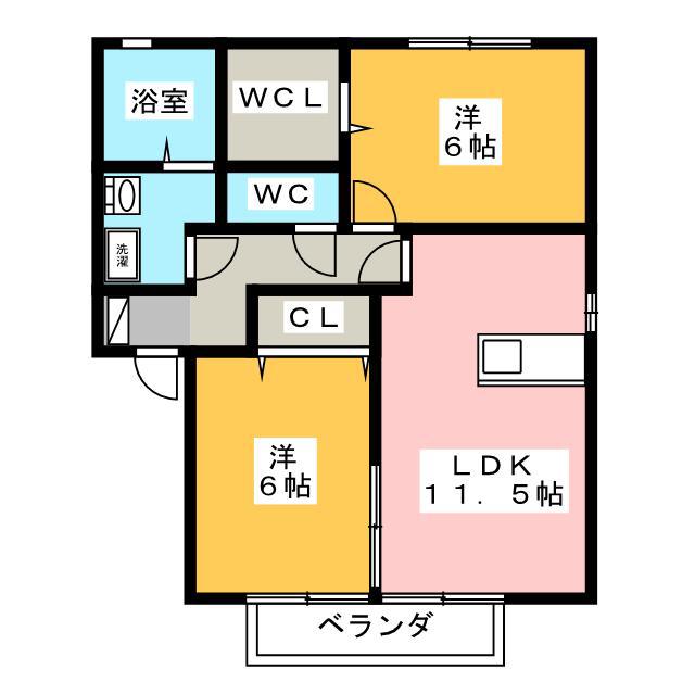 サンハイムカワムラ(2LDK/2階)の間取り写真