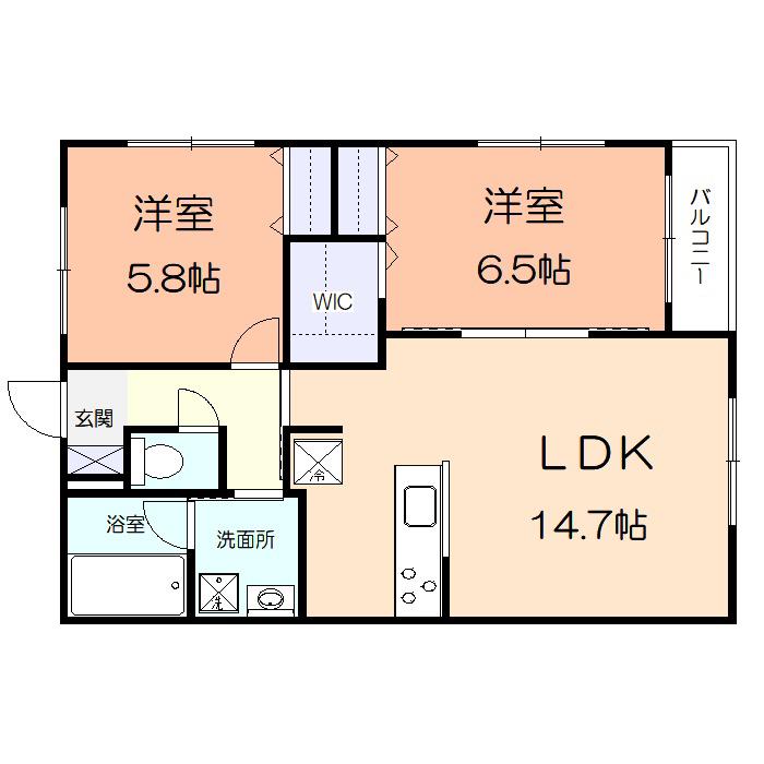 フォンテーヌあずまIII(2LDK/3階)の間取り写真