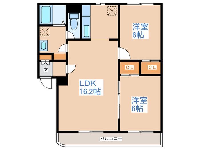 クレスト66(2LDK/1階)の間取り写真