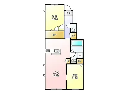 CLASIA JINDAIJI(2LDK/1階)の間取り写真