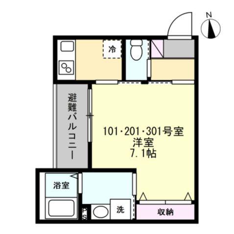 ベイルーム相模原ファイン(1K/2階)の間取り写真