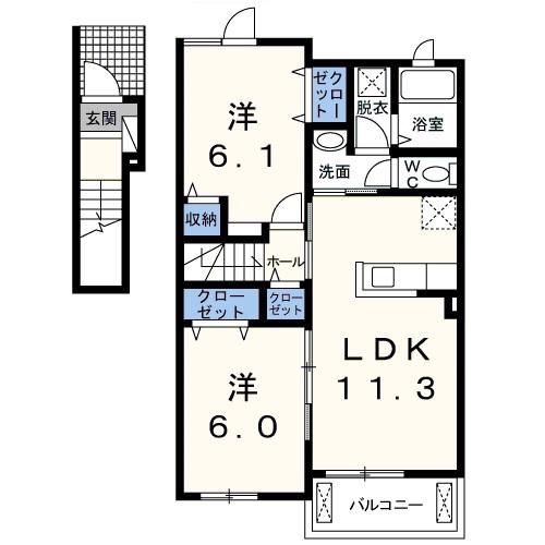 グレイスハウス (2LDK/2階)の間取り写真