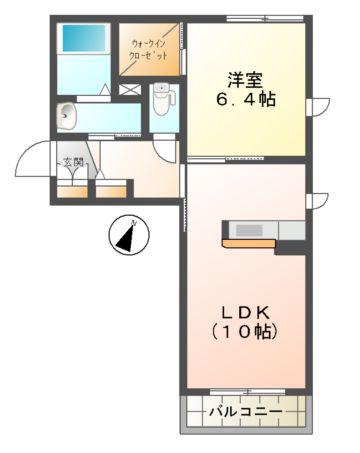 クオレール吉敷(1LDK/1階)の間取り写真