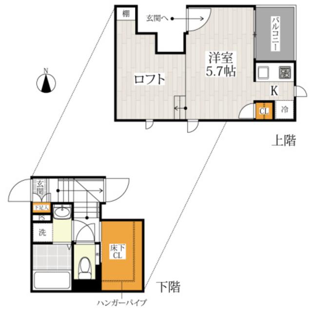 CB古賀セレナ(1K/2階)の間取り写真