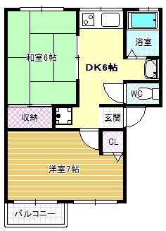 ソファレ錦織(2DK/1階)の間取り写真