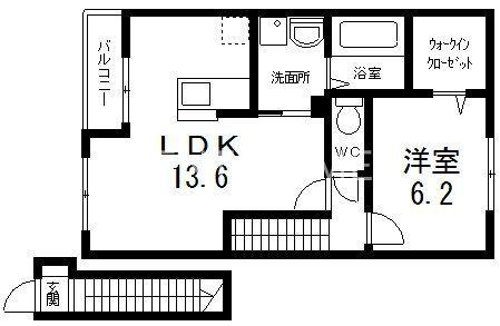 ラガール(1LDK/2階)の間取り写真