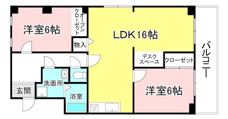 アクア・リンピア(2LDK/5階)の間取り写真