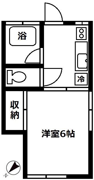 カレッジハイツ常見(1K/1階)の間取り写真