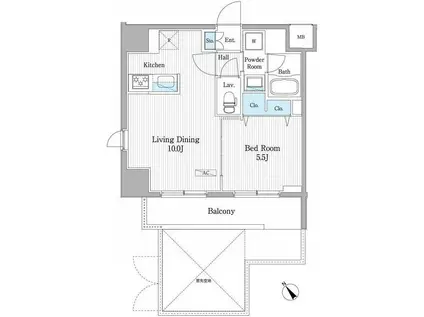 パティオスクエア御茶ノ水(1LDK/10階)の間取り写真