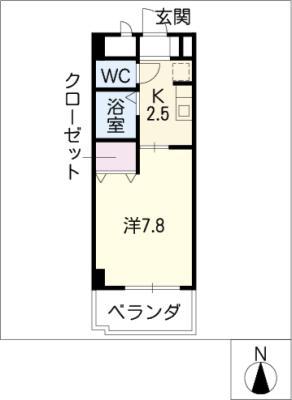 びぃ6植田(1K/6階)の間取り写真