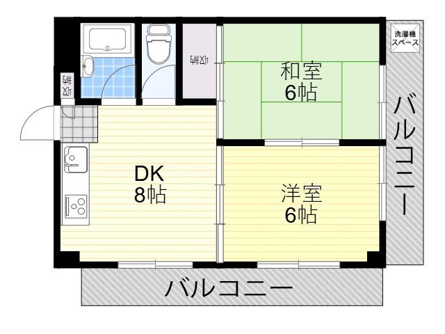 ミハマハイツ(2DK/4階)の間取り写真
