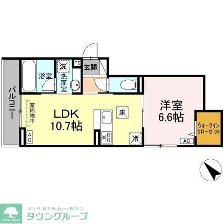GRAND D-ROOM大秋(1LDK/1階)の間取り写真