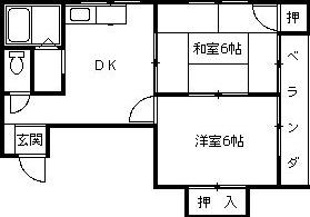 菊水ハイツ(2DK/1階)の間取り写真
