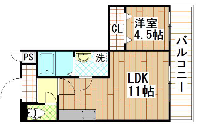 アクティブ オクダ(1LDK/1階)の間取り写真