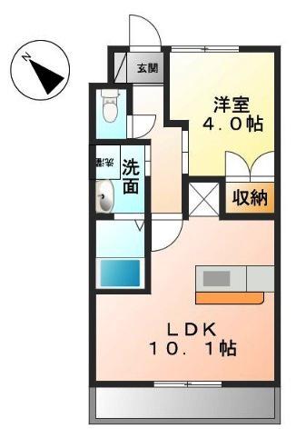 アルファー(1LDK/2階)の間取り写真