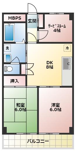 第二梅田コーポ(2SDK/3階)の間取り写真
