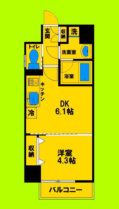 リッジガーデン江坂1(1DK/7階)の間取り写真