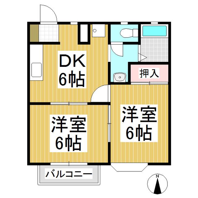 フェニックス清水(2DK/2階)の間取り写真