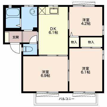 エクセレントTAKA A(3DK/2階)の間取り写真