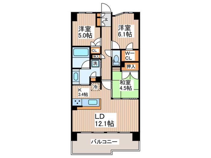 シュロス府中パークアリーナ(3LDK/3階)の間取り写真