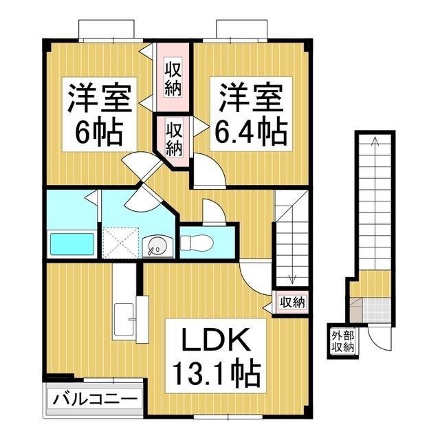 しなの鉄道 屋代駅 徒歩18分 2階建 築23年(2LDK/2階)の間取り写真
