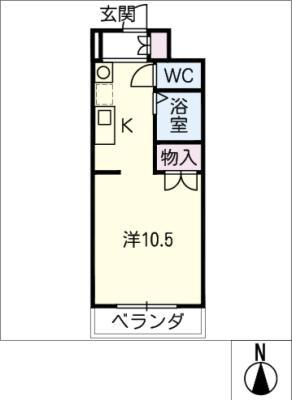 天白ハウス(ワンルーム/5階)の間取り写真