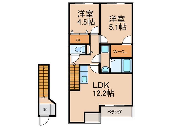ヴィラコンフォート(2LDK/2階)の間取り写真