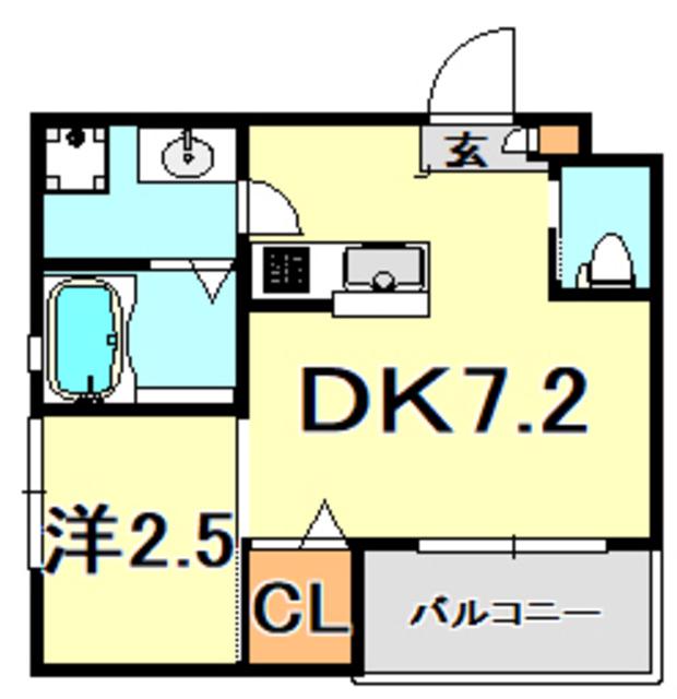 ワコーレヴィータ篠原南町(1DK/3階)の間取り写真