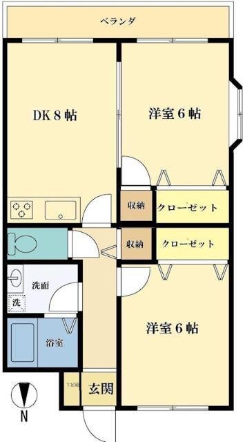 ヴェル・ドミール(2DK/4階)の間取り写真