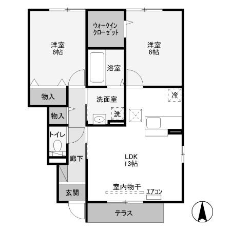 フォルトゥーナ(2LDK/1階)の間取り写真