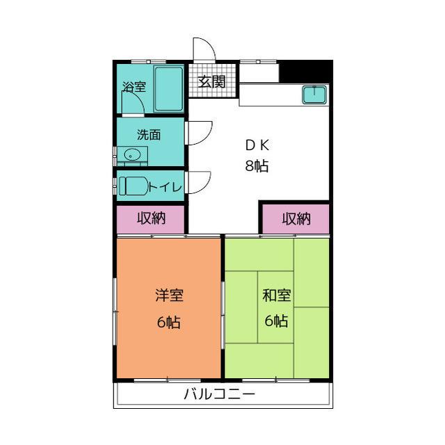 コーポ上野屋(2DK/2階)の間取り写真