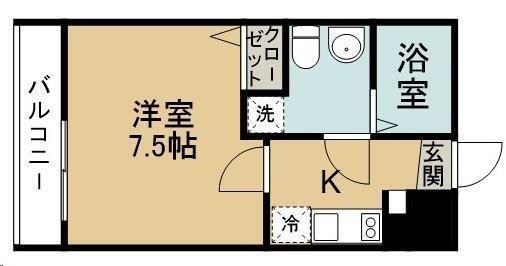 BAAN宮城野原(1K/3階)の間取り写真