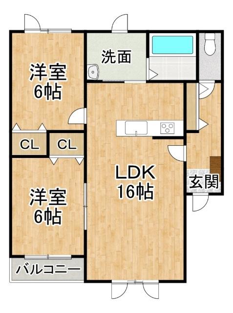 ALPHAI(2LDK/1階)の間取り写真