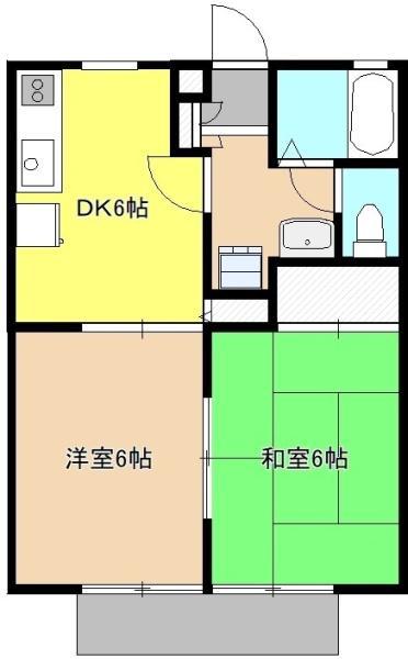 サンライフ内出山A(2DK/2階)の間取り写真