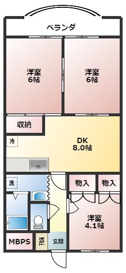 パレグランドール(3DK/5階)の間取り写真