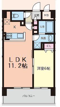 東ビル(1LDK/10階)の間取り写真