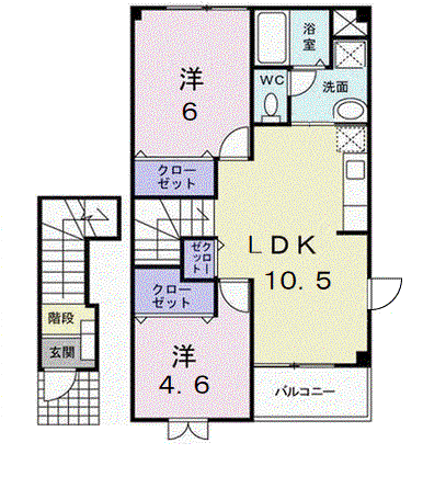 グランドゥールヒルズ(2LDK/2階)の間取り写真