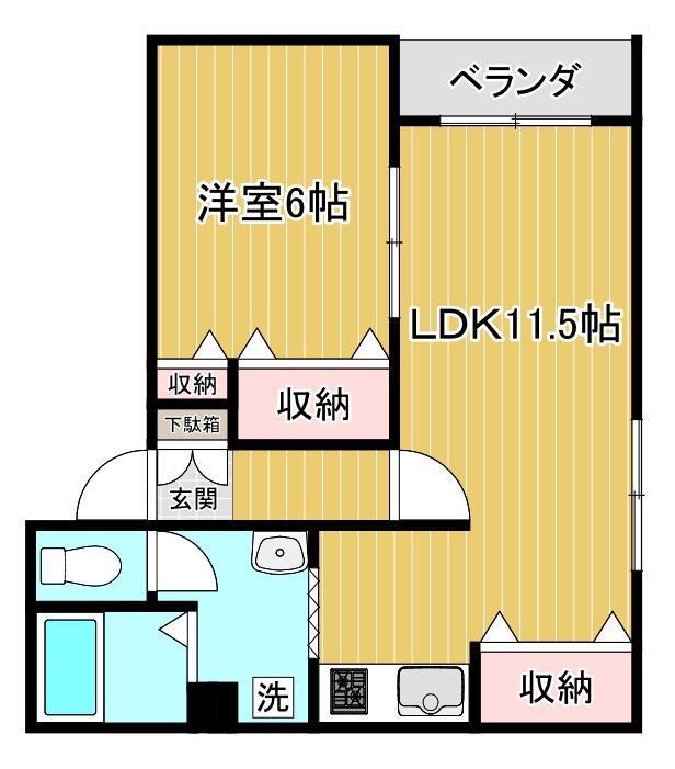 プエルMAKI(1LDK/2階)の間取り写真