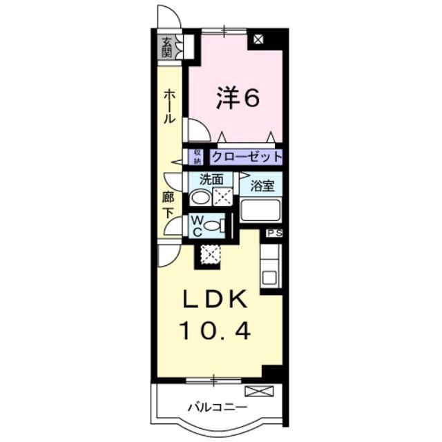 西武拝島線 東大和市駅 徒歩14分 3階建 築18年(1LDK/2階)の間取り写真