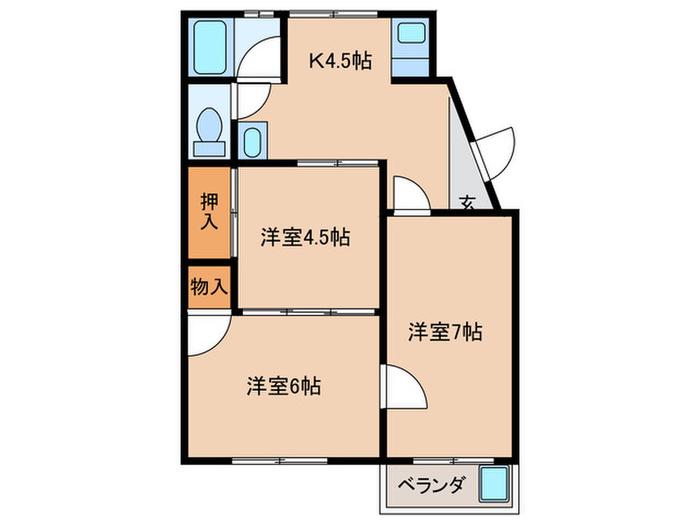 深谷コーポ(3K/1階)の間取り写真