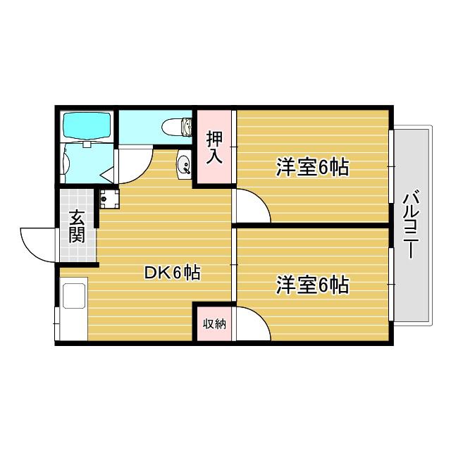 ノースウィンダム(2DK/2階)の間取り写真